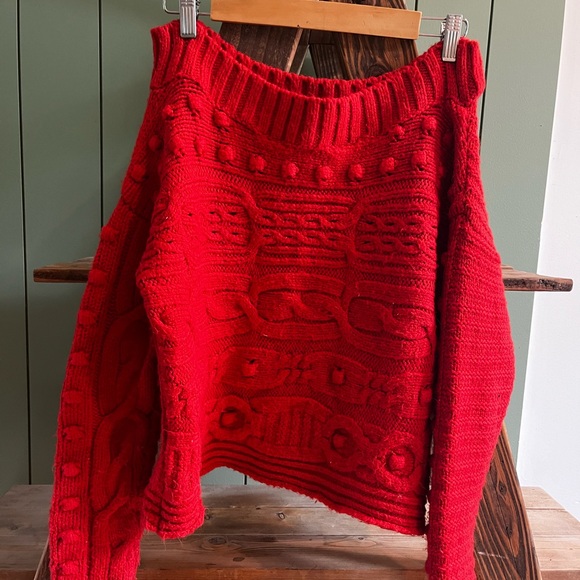 Chunky off the shoulder knit sweater - Orange - Picture 2 of 2